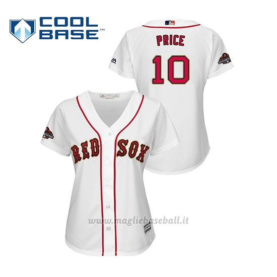Maglia Baseball Donna Boston Red Sox David Price 2019 Gold Program Cool Base Bianco